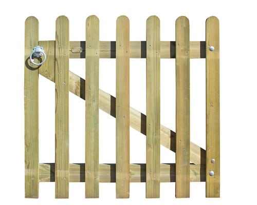 Rounded timber palisade garden gate